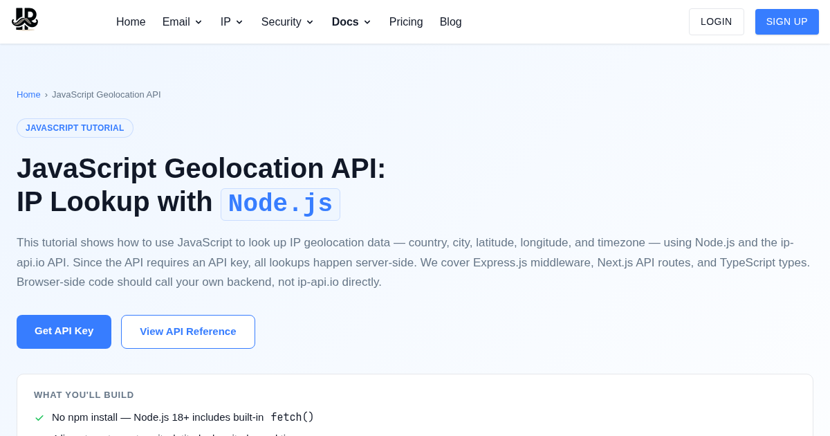 JavaScript Geolocation API: IP Lookup with Node.js | ip-api.io