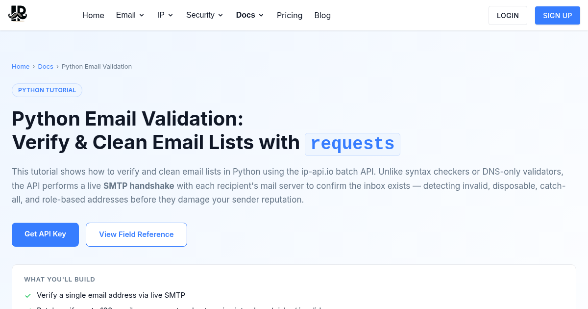 Python Email Validation: Verify & Clean Email Lists | ip-api.io