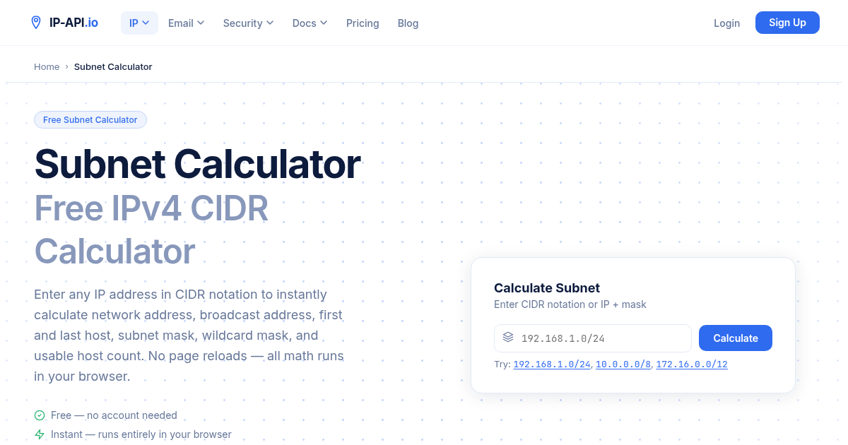 Ip Subnet Ruler Subnet Calculator — Free IPv4 & IPv6 CIDR Calculator | ip-api.io