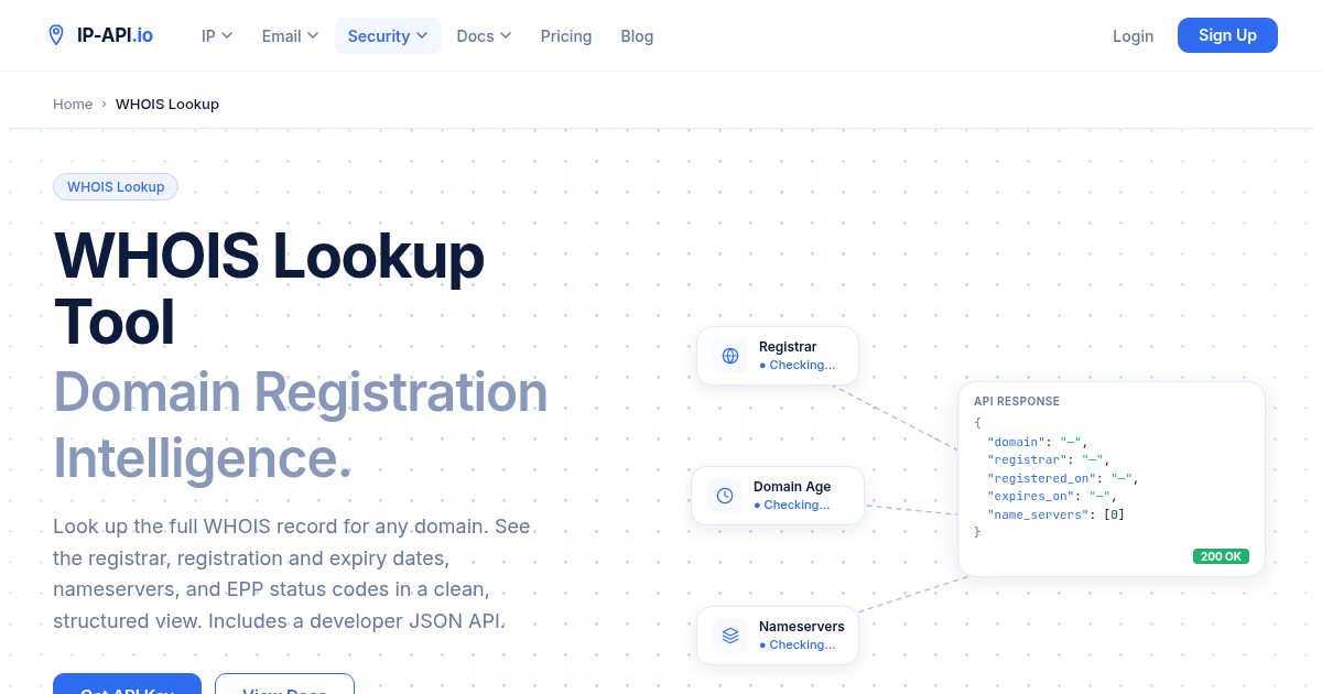 WHOIS Lookup — Free Domain & IP WHOIS Tool | ip-api.io